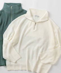 make a ray!（メイク ア レイ！）の「ビッグシルエット 畔編み スタンドハーフジップニット/ プルオーバーニット/セーター（ニット/セーター・メンズ）」