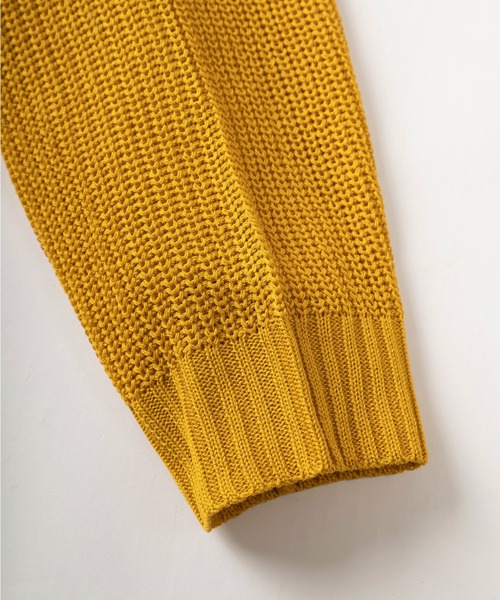 make a ray!（メイク ア レイ！）の「ビッグシルエット 畔編み スタンドハーフジップニット/ プルオーバーニット/セーター（ニット/セーター・メンズ・マスタード/グリーン/グレイッシュブルー/グレー/オフホワイト/ブラック・M/L）」の12枚目の写真