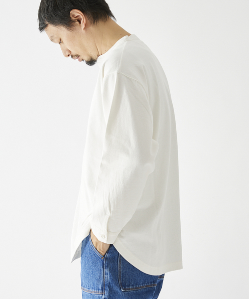 ARMY TWILL(アーミーツイル)の「【ARMY TWILL / アーミーツイル】別注 ヘンリーネック ロンT(Tシャツ/カットソー・メンズ・ホワイト/ベージュ/ネイビー・LARGE/MEDIUM)」の8枚目の写真