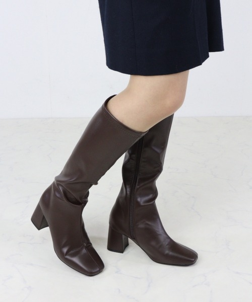 LibertyDoll(リバティードール)の「LibertyDoll/ストレッチスクエアロングブーツ(9102)(ブーツ・レディース・ダークブラウン/ブラック/アイボリー・LL/L/M/S)」の15枚目の写真