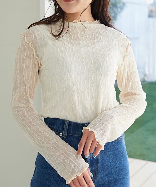 MAJESTIC LEGON（マジェスティックレゴン）の「バリエシアータートルトップス（Tシャツ/カットソー・レディース・オフホワイト/ピンク/アイボリー/グレー系その他/ベージュ系その他2・MEDIUM）」の2枚目の写真