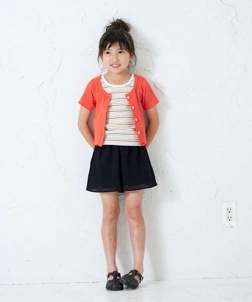 MAKE YOUR DAY（メイクユアデイ）の「マルチボーダーリブタンクトップ■80～140cm（タンクトップ・キッズ・ライム/オレンジ/アイボリー・120/90/100/130/110/140/80）」の5枚目の写真