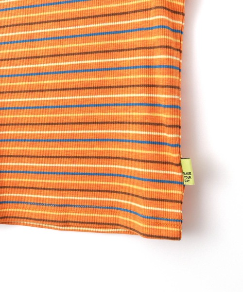 MAKE YOUR DAY（メイクユアデイ）の「マルチボーダーリブタンクトップ■80～140cm（タンクトップ・キッズ・ライム/オレンジ/アイボリー・120/90/100/130/110/140/80）」の15枚目の写真