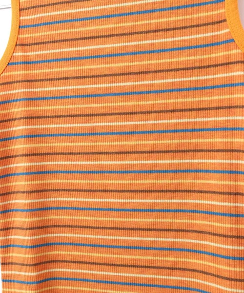 MAKE YOUR DAY（メイクユアデイ）の「マルチボーダーリブタンクトップ■80～140cm（タンクトップ・キッズ・ライム/オレンジ/アイボリー・120/90/100/130/110/140/80）」の16枚目の写真