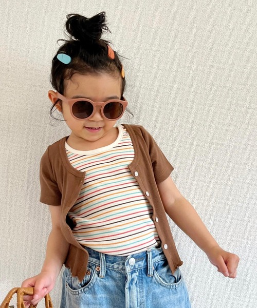 MAKE YOUR DAY（メイクユアデイ）の「マルチボーダーリブタンクトップ■80～140cm（タンクトップ・キッズ・ライム/オレンジ/アイボリー・120/90/100/130/110/140/80）」の17枚目の写真