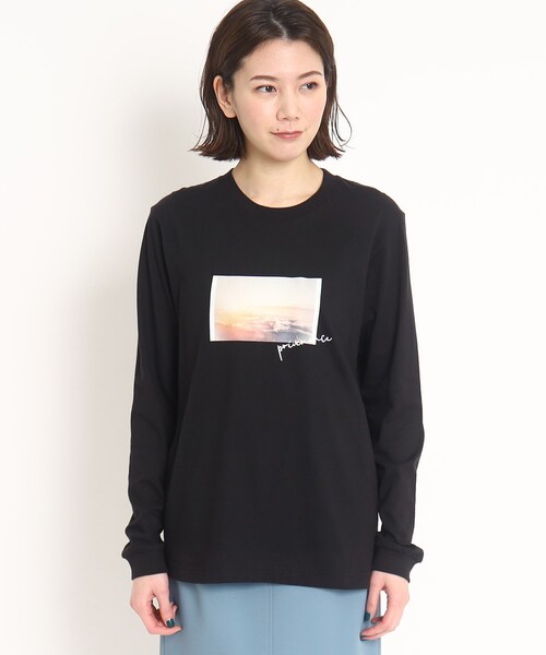 COUP DE CHANCE(クードシャンス)の「【WORLD for the World】フォト&メッセージプリント長袖Tシャツ(Tシャツ/カットソー・レディース・アイボリー/ブラック・38/40)」の3枚目の写真
