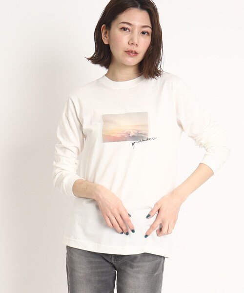 COUP DE CHANCE(クードシャンス)の「【WORLD for the World】フォト&メッセージプリント長袖Tシャツ(Tシャツ/カットソー・レディース・アイボリー/ブラック・38/40)」の9枚目の写真