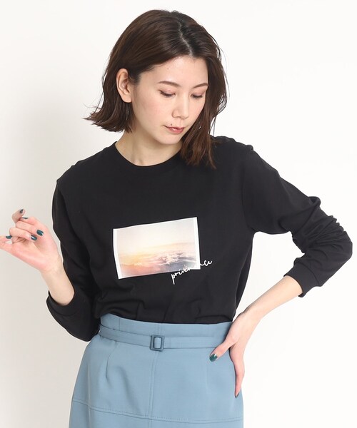 COUP DE CHANCE(クードシャンス)の「【WORLD for the World】フォト&メッセージプリント長袖Tシャツ(Tシャツ/カットソー・レディース・アイボリー/ブラック・38/40)」の14枚目の写真