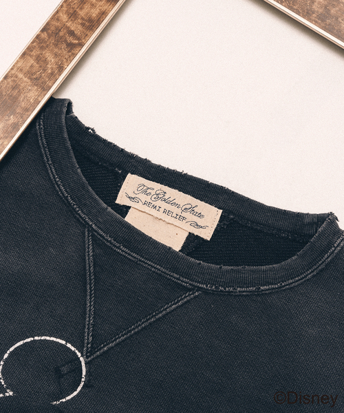 REMI RELIEF（レミレリーフ）の「【REMI RELIEF / レミレリーフ】別注 HARD SP加工裏毛クルー（Mickey Mouse）（スウェット・メンズ・ライトグレー/ブラック・X-LARGE/LARGE/MEDIUM）」の13枚目の写真