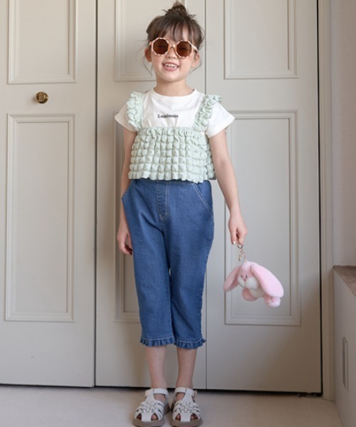 Lycee mine（リセマイン）の「ロゴプリントTシャツ＆ポップコーンビスチェセット（Tシャツ/カットソー・キッズ・ピンク/ミント/ベージュ・100cm/110cm/120cm/130cm/140cm/150cm）」の9枚目の写真