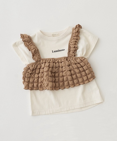 Lycee mine（リセマイン）の「ロゴプリントTシャツ＆ポップコーンビスチェセット（Tシャツ/カットソー・キッズ・ピンク/ミント/ベージュ・100cm/110cm/120cm/130cm/140cm/150cm）」の17枚目の写真