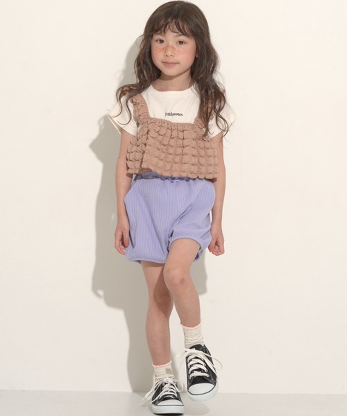 Lycee mine（リセマイン）の「ロゴプリントTシャツ＆ポップコーンビスチェセット（Tシャツ/カットソー・キッズ・ピンク/ミント/ベージュ・100cm/110cm/120cm/130cm/140cm/150cm）」の14枚目の写真