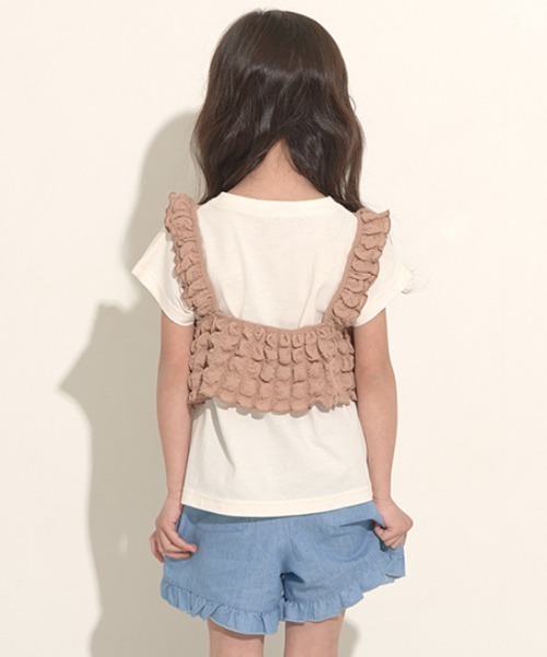 Lycee mine（リセマイン）の「ロゴプリントTシャツ＆ポップコーンビスチェセット（Tシャツ/カットソー・キッズ・ピンク/ミント/ベージュ・100cm/110cm/120cm/130cm/140cm/150cm）」の15枚目の写真