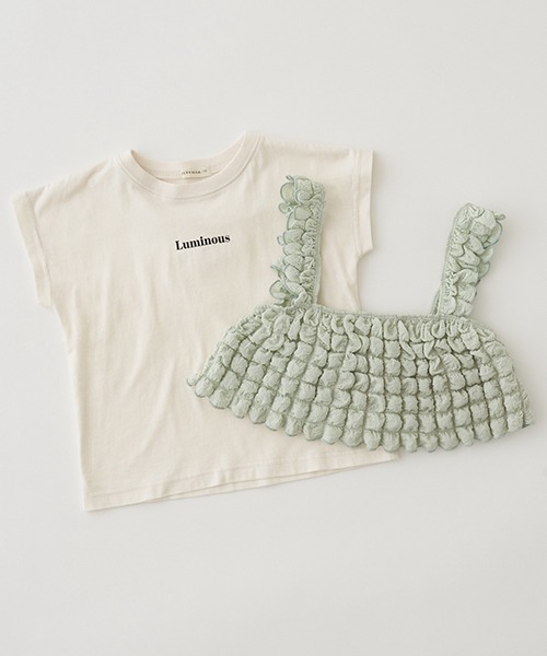 Lycee mine（リセマイン）の「ロゴプリントTシャツ＆ポップコーンビスチェセット（Tシャツ/カットソー・キッズ・ピンク/ミント/ベージュ・100cm/110cm/120cm/130cm/140cm/150cm）」の18枚目の写真