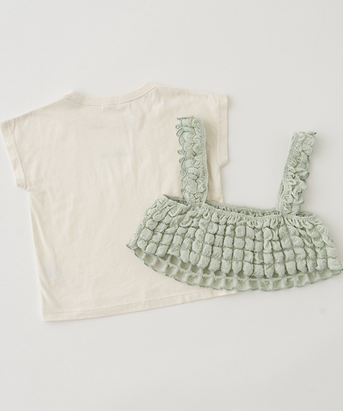 Lycee mine（リセマイン）の「ロゴプリントTシャツ＆ポップコーンビスチェセット（Tシャツ/カットソー・キッズ・ピンク/ミント/ベージュ・100cm/110cm/120cm/130cm/140cm/150cm）」の19枚目の写真