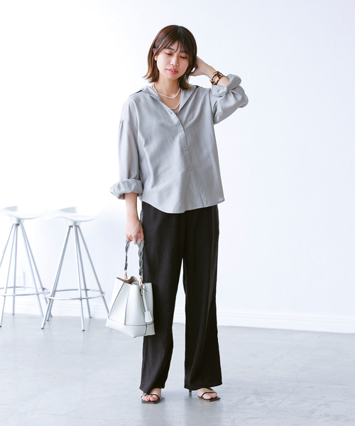 La TOTALITE(ラトータリテ)の「レーヨン麻ウエストフリルパンツ(その他パンツ・レディース・アイボリー/ピンク/ブラック・38/36)」の6枚目の写真