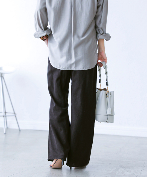 La TOTALITE(ラトータリテ)の「レーヨン麻ウエストフリルパンツ(その他パンツ・レディース・アイボリー/ピンク/ブラック・38/36)」の12枚目の写真