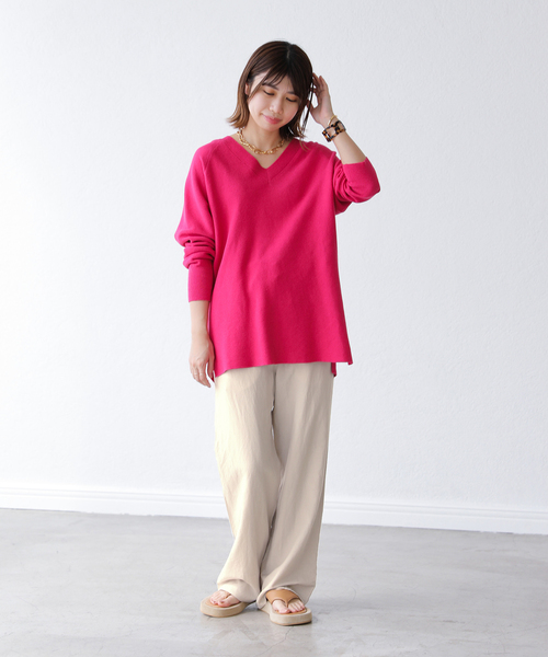 La TOTALITE(ラトータリテ)の「レーヨン麻ウエストフリルパンツ(その他パンツ・レディース・アイボリー/ピンク/ブラック・38/36)」の13枚目の写真