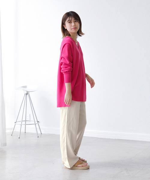 La TOTALITE(ラトータリテ)の「レーヨン麻ウエストフリルパンツ(その他パンツ・レディース・アイボリー/ピンク/ブラック・38/36)」の16枚目の写真