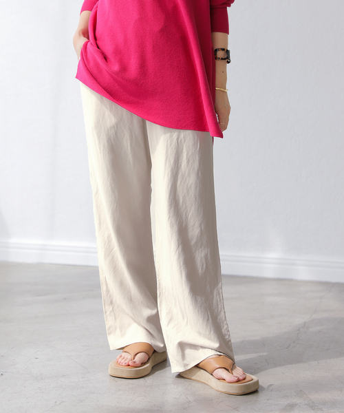 La TOTALITE(ラトータリテ)の「レーヨン麻ウエストフリルパンツ(その他パンツ・レディース・アイボリー/ピンク/ブラック・38/36)」の17枚目の写真