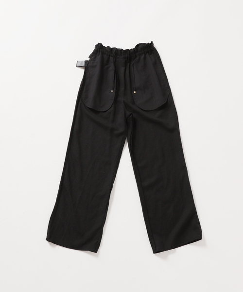 La TOTALITE(ラトータリテ)の「レーヨン麻ウエストフリルパンツ(その他パンツ・レディース・アイボリー/ピンク/ブラック・38/36)」の5枚目の写真