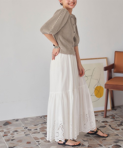 ダブスタ♡透かし編みパフスリーブニット❣️｜ニット/セーター 