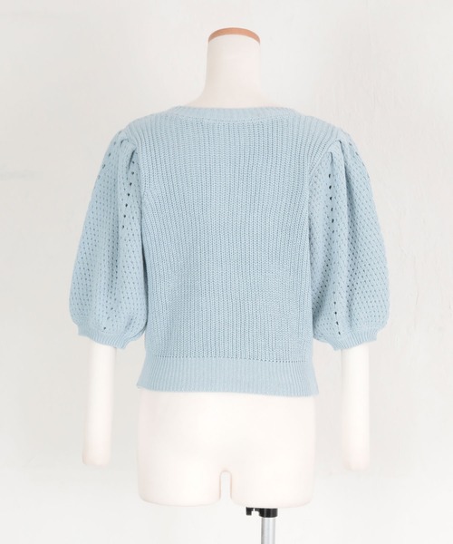 ダブスタ♡透かし編みパフスリーブニット❣️｜ニット/セーター 