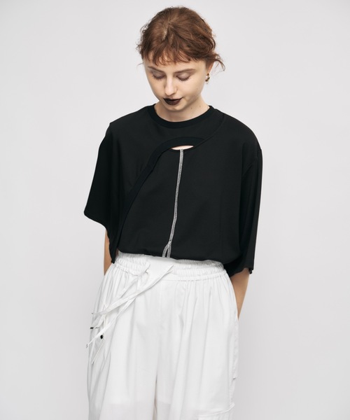 led.tokyo(レッドトウキョウ)の「【led.tokyo】配色ステッチカットラップTシャツ(Tシャツ/カットソー・レディース・ブラウン/ホワイト/ブラック・FREE)」の6枚目の写真