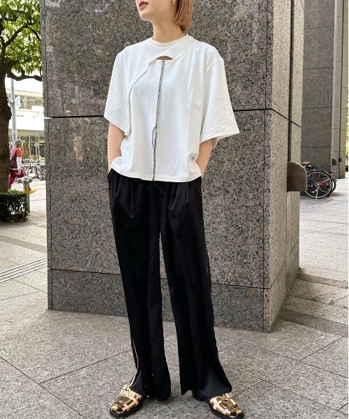 led.tokyo(レッドトウキョウ)の「【led.tokyo】配色ステッチカットラップTシャツ(Tシャツ/カットソー・レディース・ブラウン/ホワイト/ブラック・FREE)」の16枚目の写真