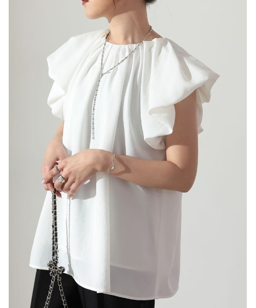 [2023SUMMERCOLLECTION]リネンライクタックバルーンブラウス