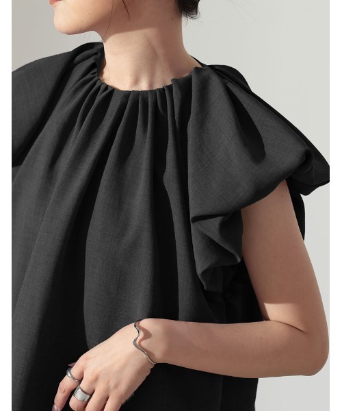 [2023SUMMERCOLLECTION]リネンライクタックバルーンブラウス