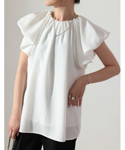 [2023SUMMERCOLLECTION]リネンライクタックバルーンブラウス