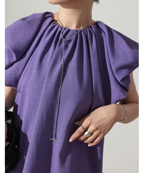 [2023SUMMERCOLLECTION]リネンライクタックバルーンブラウス