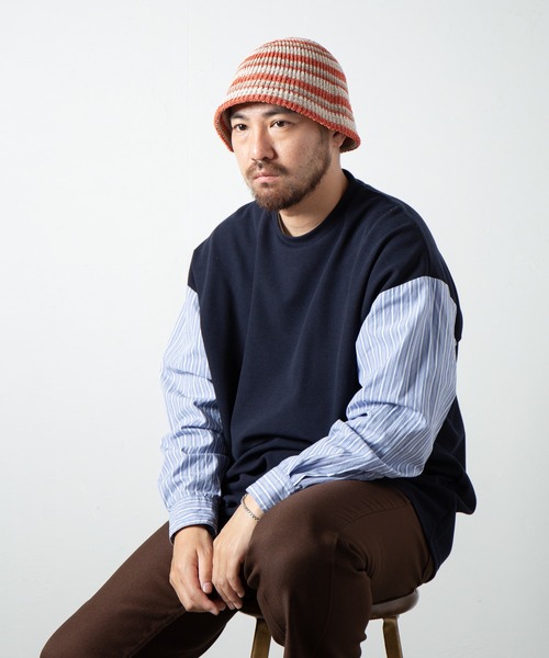 RACAL（ラカル）の「Multi Border Japanese Paper Knit Hat / 和紙混紡