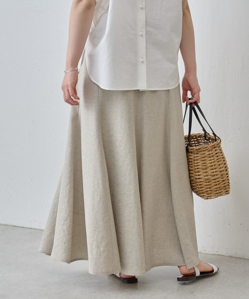 BEARDSLEY（ビアズリー）の「テックリネン 麻調合繊マーメイドギャザースカート（スカート・レディース・ブルー/ベージュ・M/L）」の12枚目の写真