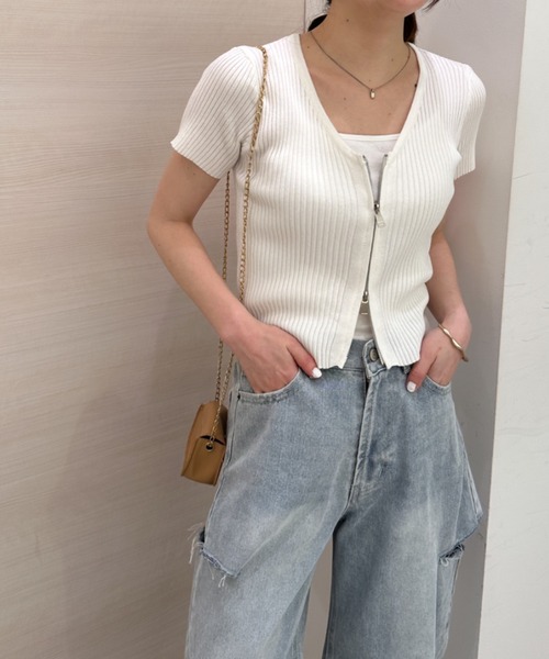 Seventh ジップアップ半袖リブニット Seventh ジップアップ半袖リブニット Seventh ジップアップ半袖リブニット
