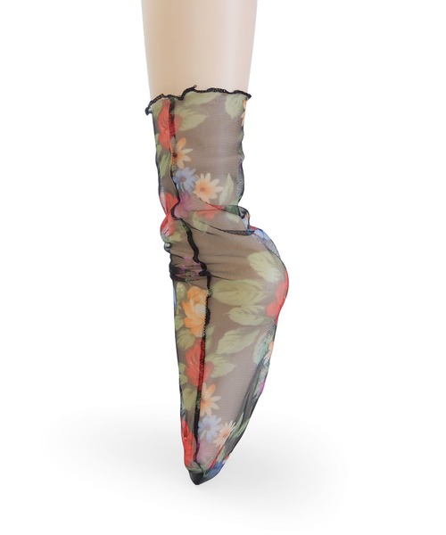 minia(ミニア)の「フラワーチュールソックス(ソックス/靴下・レディース・ブラック/ブルー・FREE)」の4枚目の写真