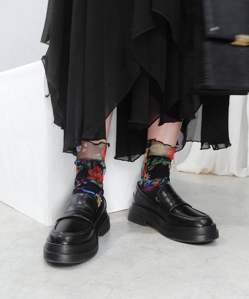 minia(ミニア)の「フラワーチュールソックス(ソックス/靴下・レディース・ブラック/ブルー・FREE)」の22枚目の写真