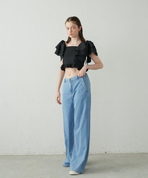 VIOLETTA（ヴィオレッタ）の「2wayクロップドフリルトップス