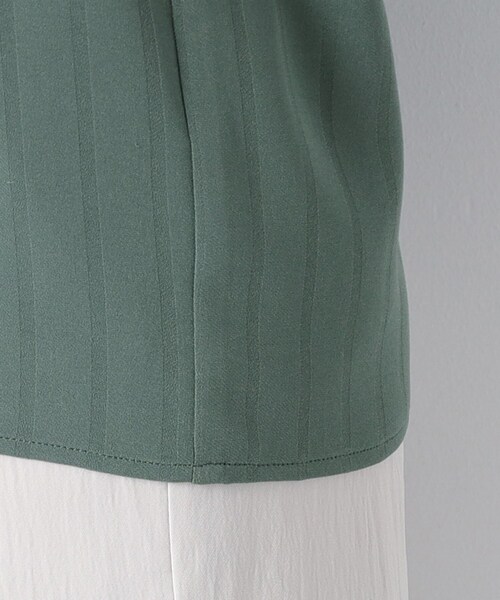 【1枚で映える！/洗える/接触冷感/吸水速乾】ストライプ袖コンブラウス