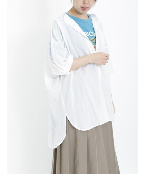 Samansa Mos2(サマンサ モスモス)の「バンドカラー七分袖シャツ(シャツ/ブラウス・レディース・チャコールグレー/ピンク/サックスブルー/オフホワイト/グリーン・F)」の2枚目の写真