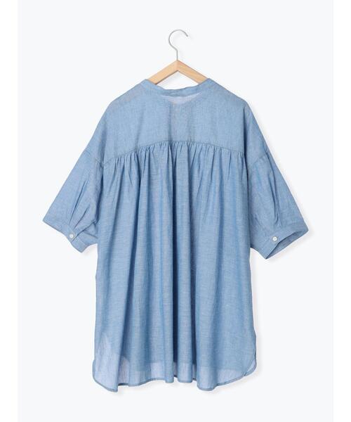 Samansa Mos2(サマンサ モスモス)の「バンドカラー七分袖シャツ(シャツ/ブラウス・レディース・チャコールグレー/ピンク/サックスブルー/オフホワイト/グリーン・F)」の11枚目の写真