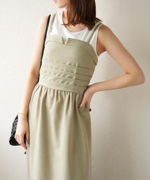 IAMUSE（アイアミューズ）の「キーラインキャミワンピース S1004【IAMUSE】（ワンピース・レディース・ベージュ/ブラック・FREE）」の17枚目の写真