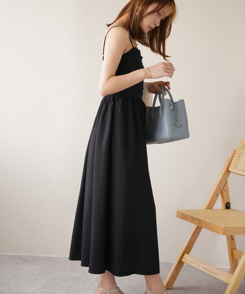 IAMUSE（アイアミューズ）の「キーラインキャミワンピース S1004【IAMUSE】（ワンピース・レディース・ベージュ/ブラック・FREE）」の6枚目の写真