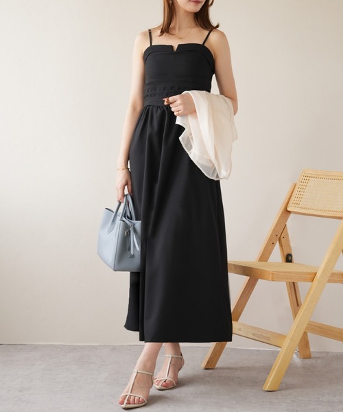 IAMUSE（アイアミューズ）の「キーラインキャミワンピース S1004【IAMUSE】（ワンピース・レディース・ベージュ/ブラック・FREE）」の4枚目の写真