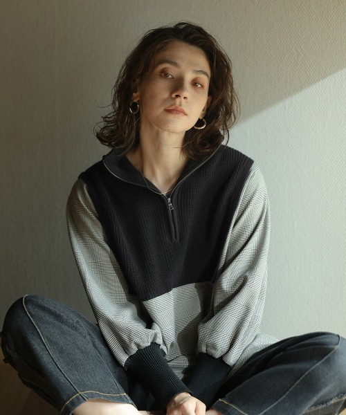 Bou Jeloud（ブージュルード）の「ニットドッキングシャツチュニック（Tシャツ/カットソー・レディース・ベージュ/ブラック・38）」の2枚目の写真