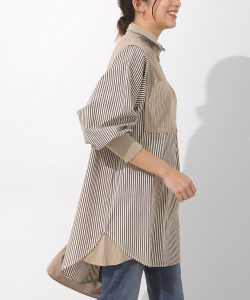 Bou Jeloud（ブージュルード）の「ニットドッキングシャツチュニック（Tシャツ/カットソー・レディース・ベージュ/ブラック・38）」の5枚目の写真