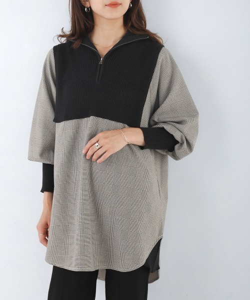 Bou Jeloud（ブージュルード）の「ニットドッキングシャツチュニック（Tシャツ/カットソー・レディース・ベージュ/ブラック・38）」の9枚目の写真