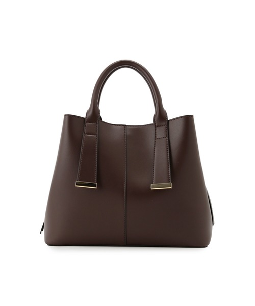 VIS（ビス）の「【A4収納】ゴールド金具付きノットトートバッグ/通勤・通学対応（トートバッグ・レディース・ブラック/ダークブラウン/ベージュ・FREE）」の5枚目の写真