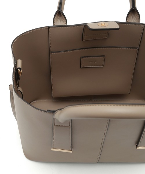 VIS（ビス）の「【A4収納】ゴールド金具付きノットトートバッグ/通勤・通学対応（トートバッグ・レディース・ブラック/ダークブラウン/ベージュ・FREE）」の14枚目の写真